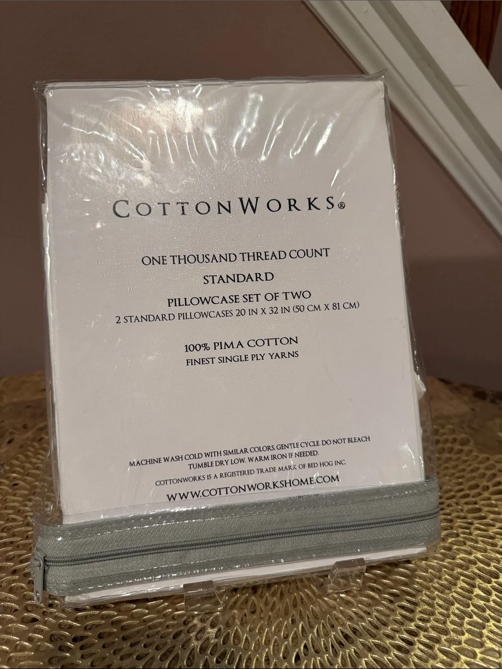 Cotton works 1000 Thread Count Pima Cotton Sateen Pillowcase Pair, Standard